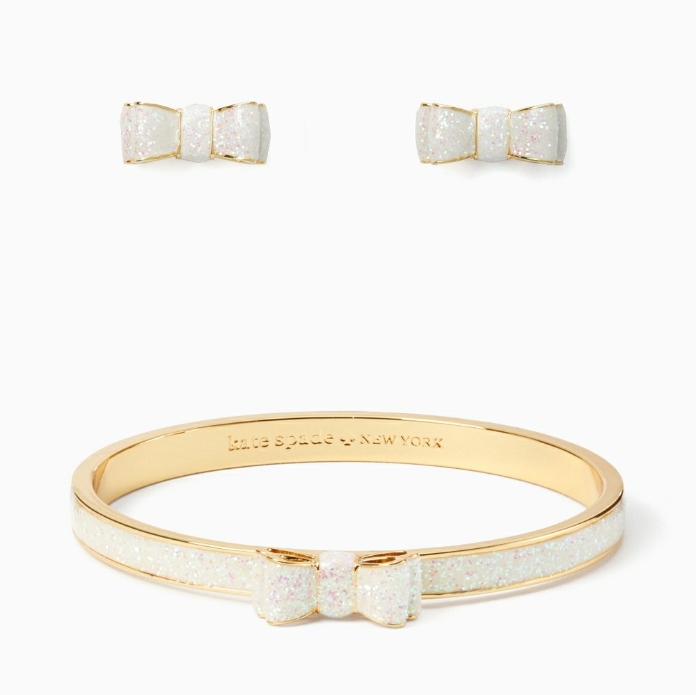 Kate Spade glitter earrings & bangle set NWT